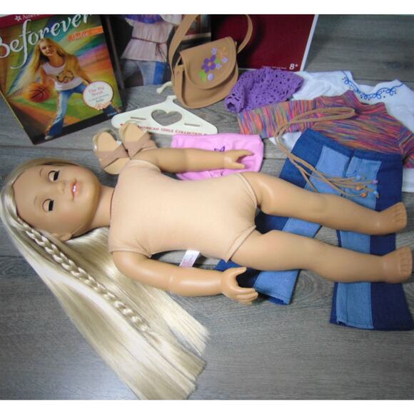 American Girl Doll 18" JULIE IN MEET OUTFIT Purse Hat Book Blonde Brown Eyes BOX - Picture 7 of 12